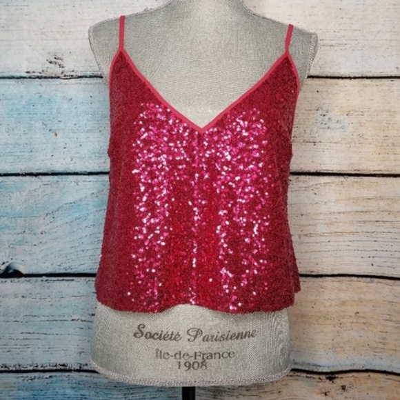 Express X Olivia Culpo sequin crop cami Med NWT - Picture 2 of 8